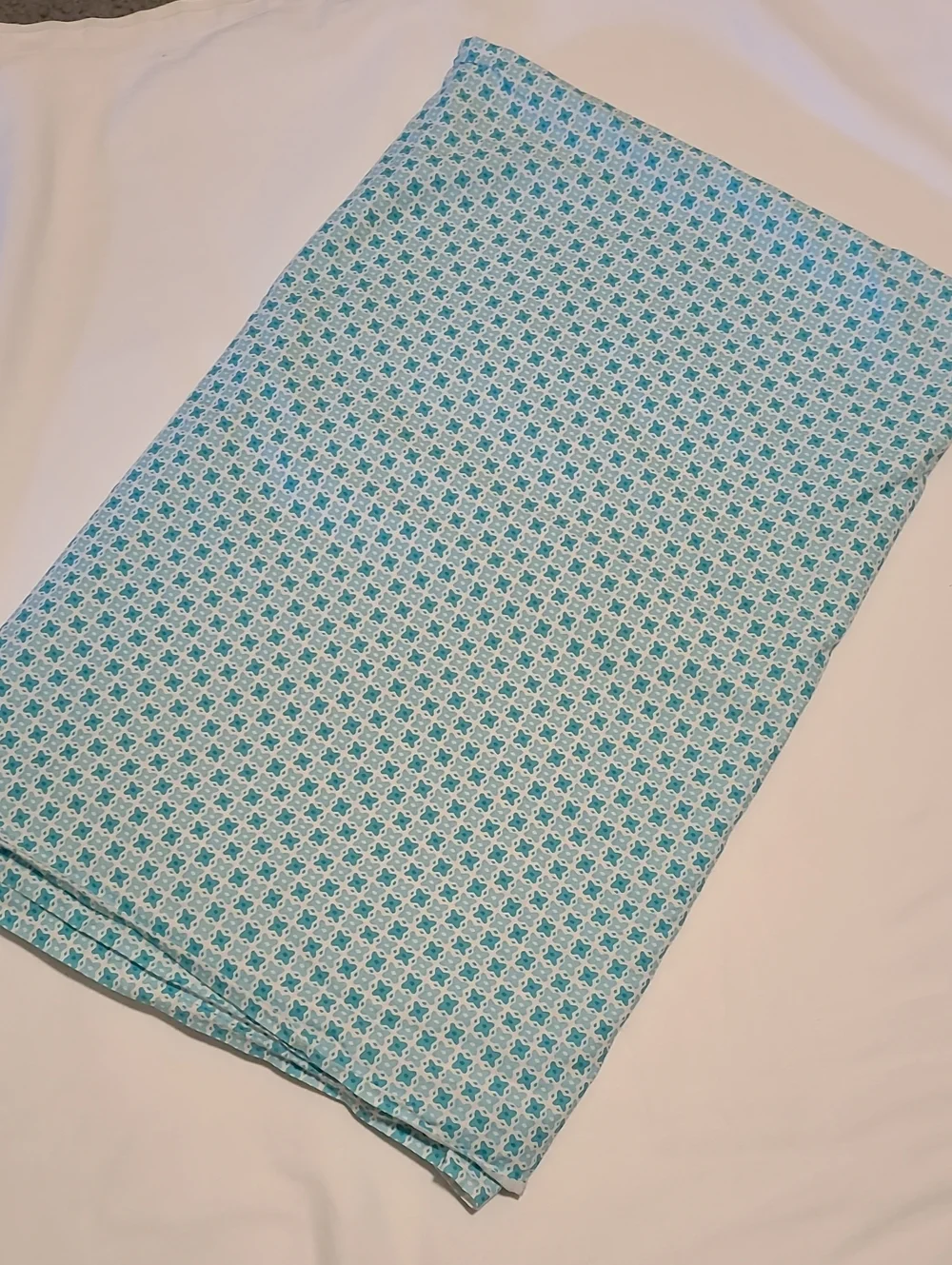 Fabric Abstract Flower Teal White Quilting Sewing Crafting Over Classic Cottons
